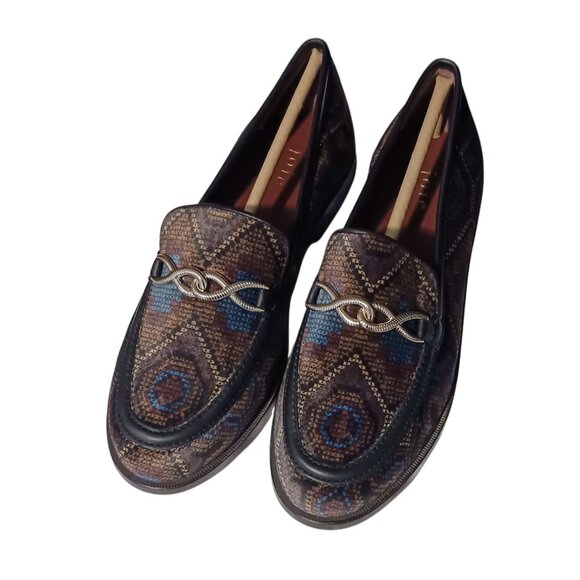 NEW Joie Women's Lailau Velvet Dressy Loafers Brown/Black/Gold/Multi Size 6 - Picture 1 of 12